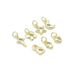 Clear CZ Gold Silver Star Butterfly Cresent Moon Lock Heart Charm Pendant, Sku#LX950