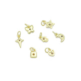 Clear CZ Gold Silver Star Butterfly Cresent Moon Lock Heart Charm Pendant, Sku#LX950