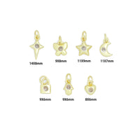 Clear CZ Gold Silver Star Butterfly Cresent Moon Lock Heart Charm Pendant, Sku#LX950