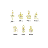 Clear CZ Gold Silver Star Butterfly Cresent Moon Lock Heart Charm Pendant, Sku#LX950