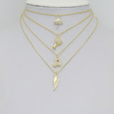 Clear CZ Gold Silver Wine Glass Umbrella Wing Music Note Charm Pendant, Sku#LX951