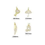 Clear CZ Gold Silver Wine Glass Umbrella Wing Music Note Charm Pendant, Sku#LX951