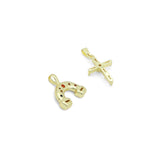Gold Silver Rainbow Charm Cross Pendant, Sku#LX952