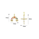 Gold Silver Rainbow Charm Cross Pendant, Sku#LX952