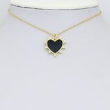 Gold Sunburst Spike Heart Pendant Collection – White, Black, Red & Turquoise, Sku#LX954