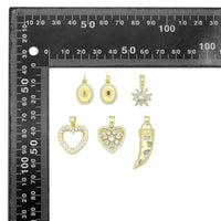 Gold Charm Collections-Oval Medallion, heart, Horn and Starburst, Sku#LX955