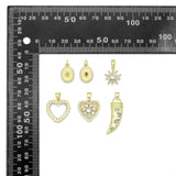 Gold Charm Collections-Oval Medallion, heart, Horn and Starburst, Sku#LX955