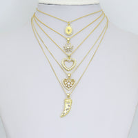 Gold Charm Collections-Oval Medallion, heart, Horn and Starburst, Sku#LX955