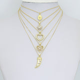 Gold Charm Collections-Oval Medallion, heart, Horn and Starburst, Sku#LX955