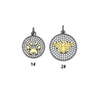 Dual Color Paw Insect bee Coin Charm Pendant, Sku#LX956