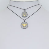 Dual Color Paw Insect bee Coin Charm Pendant, Sku#LX956