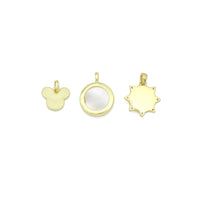 Gold Mother of Pearl Pendant Collection – Mouse Snowflake & Religious Designs, Sku#LX957