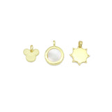 Gold Mother of Pearl Pendant Collection – Mouse Snowflake & Religious Designs, Sku#LX957