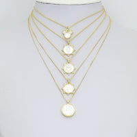 Gold Mother of Pearl Pendant Collection – Mouse Snowflake & Religious Designs, Sku#LX957