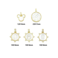 Gold Mother of Pearl Pendant Collection – Mouse Snowflake & Religious Designs, Sku#LX957