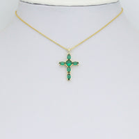 Gold Cross Pendant Collection – Clear, Pink & Green Crystal, Sku#LX958