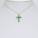 Gold Cross Pendant Collection – Clear, Pink & Green Crystal, Sku#LX958