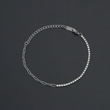 Silver Dainty Paperclip Tennis Chain Bracelet, Sku#LX960