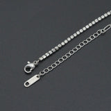 Silver Dainty Paperclip Tennis Chain Bracelet, Sku#LX960
