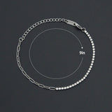 Silver Dainty Paperclip Tennis Chain Bracelet, Sku#LX960