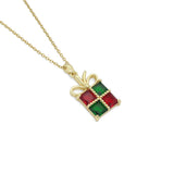 Christmas Gift box Pendant Link Chain Necklace , sku#LX964