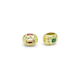 Pink Green CZ Gold Large Hole Oval Spacer Beads Charm Pendant, Sku#LX967