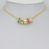 Clear Pink Green CZ Oval Shape Spacer Tube Beads, Charm Pendant for Necklace, Sku#LX973