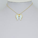 Gold Blue Angel's Wings Charm Pendant, Sku#LX976
