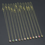 Teardrop Pendant Dainty Gold Chain Adjustable Necklace, Birthstone necklace, sku#LX979