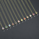 Teardrop Pendant Dainty Gold Chain Adjustable Necklace, Birthstone necklace, sku#LX979