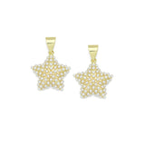 White Pearl Gold Five Point Star charm,  Star charm, Sku#LX989
