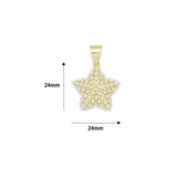 White Pearl Gold Five Point Star charm,  Star charm, Sku#LX989