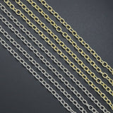 Gold Silver Oval link Curb Chain by Yard, Classic oval curb chain, LX997