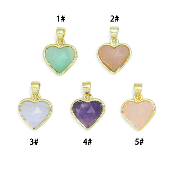 Gold Gemstone Heart Charm, Sku#LY15