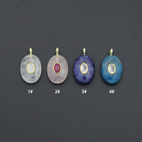 Natural Gemstone Charm Pendant-Quartz, Rose Quartz, Lapis, Blue Apatite, Sku#LY32