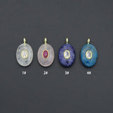 Natural Gemstone Charm Pendant-Quartz, Rose Quartz, Lapis, Blue Apatite, Sku#LY32