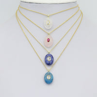Natural Gemstone Charm Pendant-Quartz, Rose Quartz, Lapis, Blue Apatite, Sku#LY32