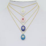 Natural Gemstone Charm Pendant-Quartz, Rose Quartz, Lapis, Blue Apatite, Sku#LY32
