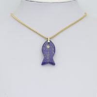 Naturul Gemstone Fish Charm Pendant, Sku#LY31