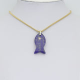 Naturul Gemstone Fish Charm Pendant, Sku#LY31
