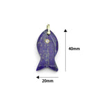 Naturul Gemstone Fish Charm Pendant, Sku#LY31
