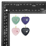 Natural Gemstone Heart Stone Pendant with CZ, Sku#LY33