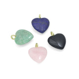 Natural Gemstone Heart Stone Pendant with CZ, Sku#LY33