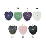 Carved Natural Stone Heart Pendant,  Stone Heart charm, Sku#LY38