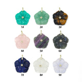 Carved Gemstone Flower Pendant Zircon Inlay Charm,Sku#LY39