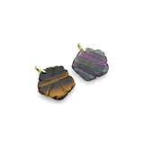 Carved Gemstone Flower Pendant Zircon Inlay Charm,Sku#LY39