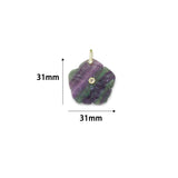 Carved Gemstone Flower Pendant Zircon Inlay Charm,Sku#LY39