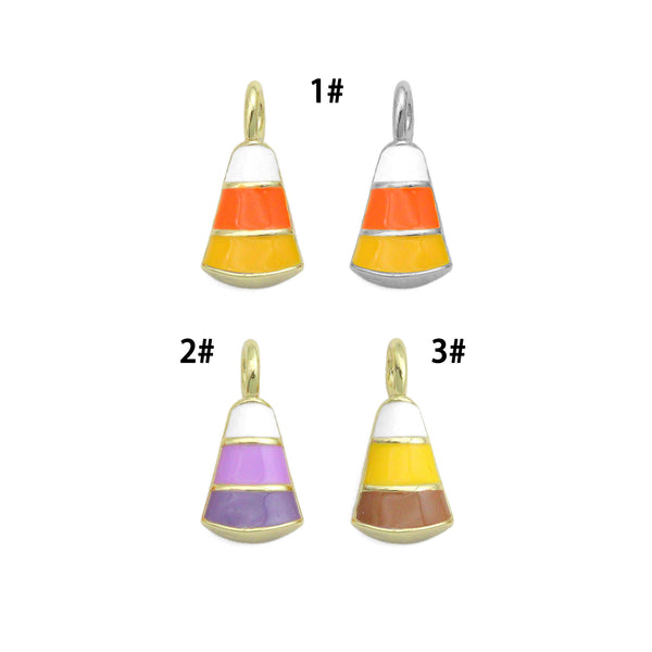 Colorful Enamel 3D Candy Corn Pendant, Halloween Candy Corn Charm, Halloween Jewelry, 8x15mm, sku#ML16