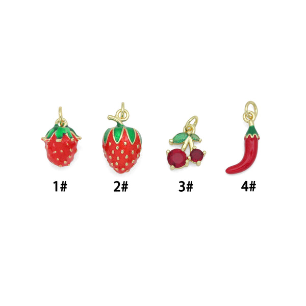 Red Cherry Strawberry Chili Pendant charm, Sku#O133