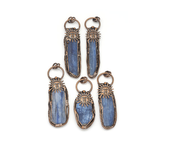 New!!! Blue Kyanite with Sunflower Pendant, Sku#YT11